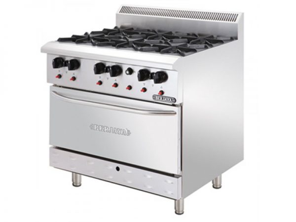 Bếp âu 6 họng có lò nướng Berjaya DRO6-17