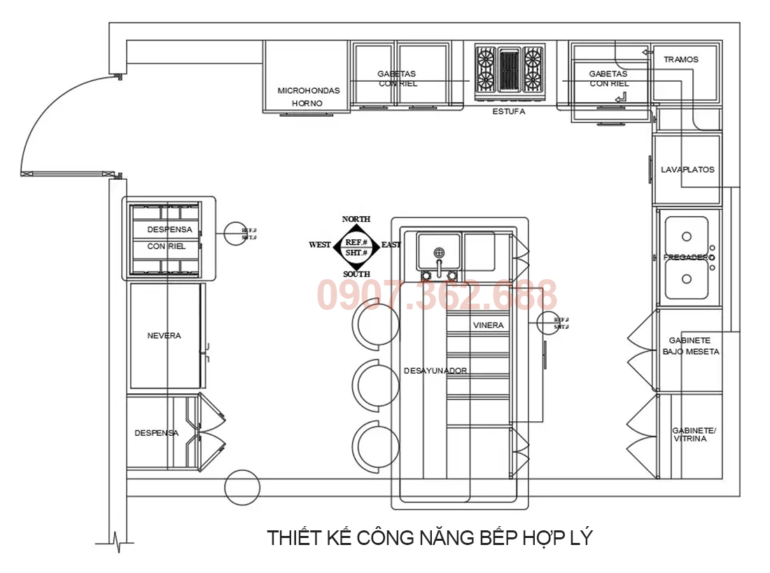 Thiết kế bếp công nghiệp chuẩn phong thủy